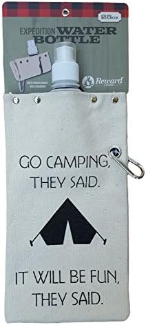 Reward Lodge Expedition Camping Water Bottle with Canvas Cover and Carabiner