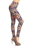 Leggings Depot Women's Fall/Winter Ultra Soft Popular Best Christmas Printed Holiday Fashion Leggings Bat (Heavenly Paisley, Plus Size (Size 12-24))