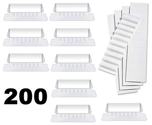 Hanging File Folder Tabs with 2 Inch Clear Inserts Hanging File Tabs No Slip Grip, 200 Pack