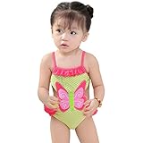 Saidi Girls One Piece Swimsuit Hollow-Out Butterfly Swimwear Yellow Pink