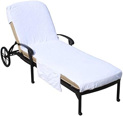 Lounge Chair Cover Luxury Turkish Cotton Side Pocket Option Eco-Friendly (32"x102" with Side Accessory Pocket)