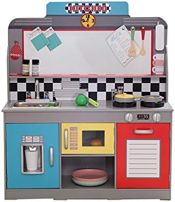 Kitchen Toys Kitchen Playsets Mini Kids Wooden Kitchen Playsets Cooking Suit Girl Role Playing Birthday Gift (Color : Blue, Size : 9030145cm)