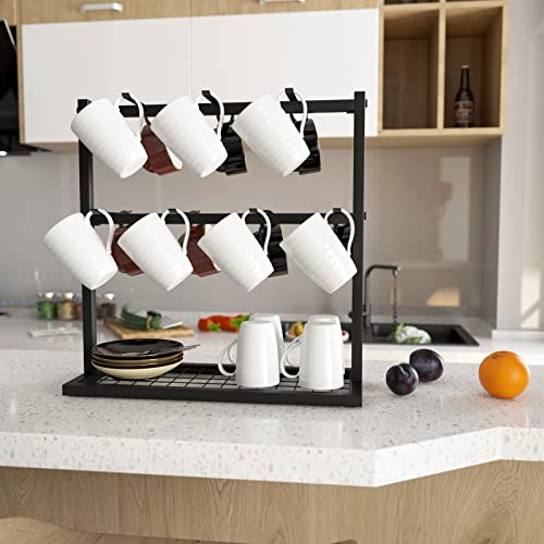OROPY Coffee Mug Holder Stand, 2 Tier Countertop Mug Tree Holder Rack