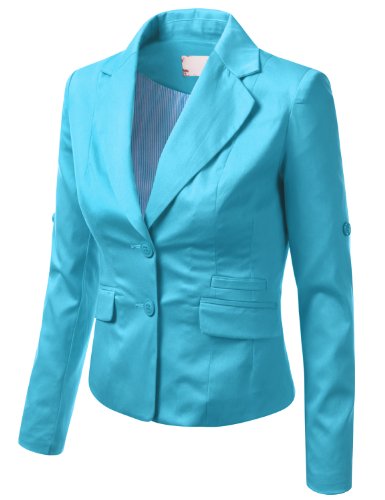 J.TOMSON Womens Sexy Boyfriend Blazer TURQUOISE MEDIUM