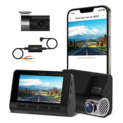 70mai 4K Dash Cam A800S, Front and Rear, Super Night Vision with
