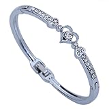 YAZILIND Jewelry Cute Silver Plated Key Heart Carve Full Crystal Charming Bangle Bracelet Women 2.2