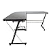 {US STOCK}Teekland Office Desk with Keyboard Tray，3-Pieces Corner Computer/Laptop Home Table(Black Tempered Glass，L-Shap）
