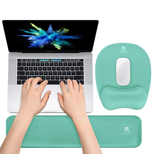 Keyboard Wrist Rest Mouse Pad Wrist Support for Computer Desktop/Laptop/Notebook Memory Foam Keyboard Pad Ergonomic Hand Rest Wrist Cushion for Home Office Gaming Easy Typing Pain Relief-Green - Thumbnail 7