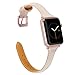Wearlizer Apricot Leather Compatible with iWatch Bands 38mm 40mm Womens Strap Wristband Thin Leisure Replacement (Rose Gold Metal Clasp) Series SE 6 5 4 3 2 1