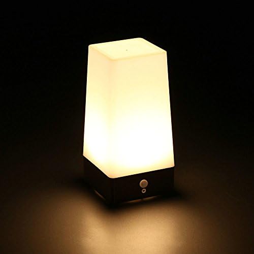 GZMAY Retro LED Night Light Motion Sensor Lamp 3 Modes Battery Powered Bedside Lamp for Bedroom,Hallway,Dining and Reading Warm White (Square Shape)