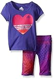 Adidas Baby Girls' Short Sleeve Tee and Capri Set, Simply Purple, 6 Months
