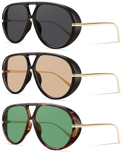 YMRFW Oversized Retro Aviator Sunglasses for Women Men Trendy 70s Vintage Style Sun Glasses UV Protection at Amazon