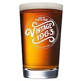 1963 57th Birthday Gifts for Men and Women Beer Glass - 16 oz Funny Vintage 57 Year Old Pint Glasses for Party Decorations - Anniversary Gift Ideas for Dad, Mom, Husband, Wife - Best Craft Beers Mug