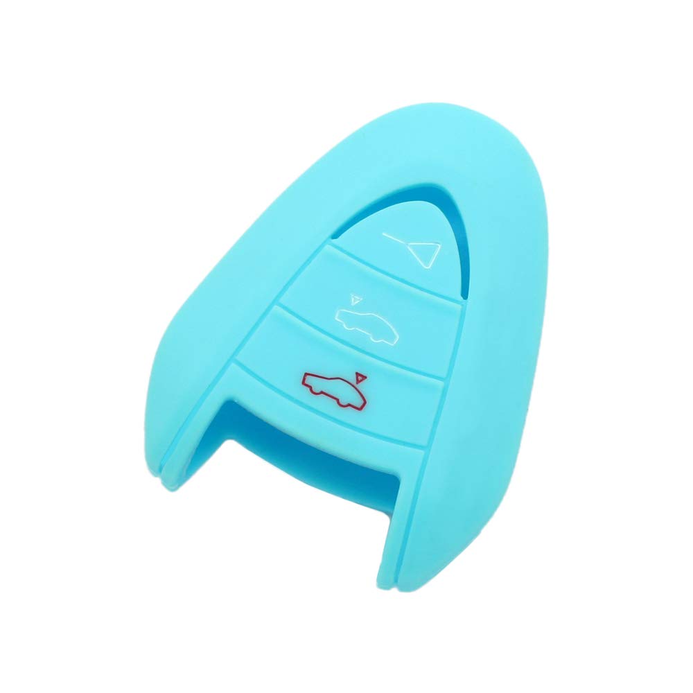BROVACS Silicone Cover Protector Case Holder Skin Jacket Compatible with PORSCHE 3 Button Remote Key Fob CV9920 Light Blue