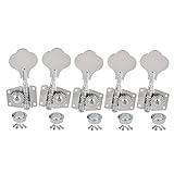 Kmise Chrome 5 String Bass Tuning Pegs Machine Heads Bass Tuners 4R1L