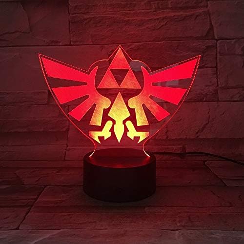 LLWWRR1 The Legend of Zelda Triangle 3D USB LED Night Light 7 Colors Illusion Lamp Touch or Remote Control Kids Bedroom Lamp
