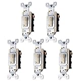 GE 3-Way Grounding Toggle Switch, 5 Pack, In Wall