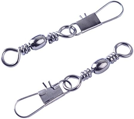 Hicreat Rolling Ball Bearing Barrel Swivels with Safety Interlock Snap Solid Rings High Strength Fishing Connectors Accessories Tackle