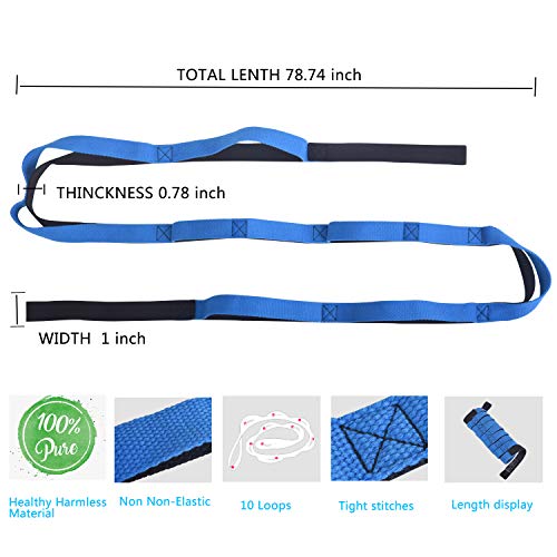 Yoga Stretch Out Hamstring Strap, Multi Loops Adjustable Exercise Band for Stretching, physical therapy, Workout, Pilates, Dance and Gymnastics with Carry Bag