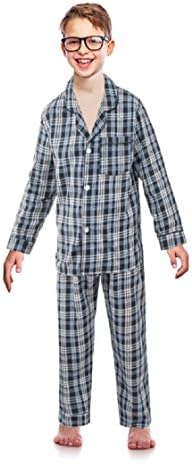 Sleepwear Big Boys Teens Youth Button Front Down Woven Pajama Set
