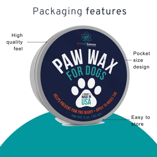 PET CARE Sciences Paw Wax 2 Oz Tin of Dog Paw Balm for Dry Paws Paw