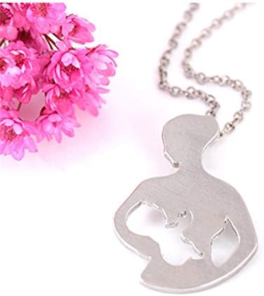 RUJFISH Women Mom Baby Charm Necklace Chain Maternal Love Jewelry for Women Pendant Mother Breast-Feeding Choker Necklace