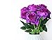 Veryhome Artificial Flowers Silk Roses Fake Bridal Wedding Bouquet for Home Garden Party Floral Decor 10 Pcs (Purple Straight stem)