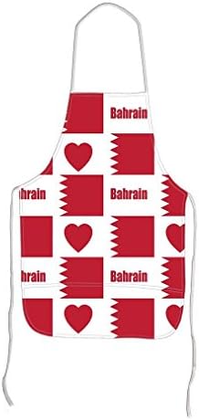 Bahrain Flag Heart Adjustable Bib Kitchen Apron HDKS