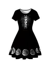 Vestidos de mujer con estampado 3D de manga corta casual acampanado Midi vestidos