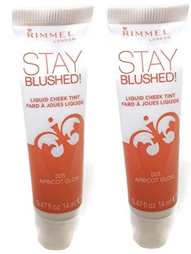 Rimmel Stay Blushed Liquid Cheek Tint, Apricot Glow 005, 0.47 oz, 2 PACK