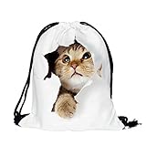 Cevinee™ Portable Gym Sack Pack Drawstring Backpack, Cute Animal Daily Pull String Bag, Lovely Kid's Shcool Bag - Cute Cat