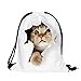 Cevinee™ Portable Gym Sack Pack Drawstring Backpack, Cute Animal Daily Pull String Bag, Lovely Kid's Shcool Bag - Cute Cat