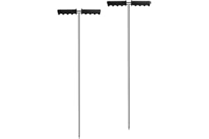 2 Pack Stainless Steel Soil Probe Rod,Septic Tank Finder,Ground Probe Rod with T-Handle for Underground Pipes Water Lines Gra