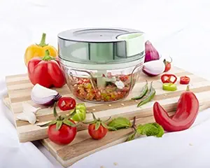 XMART INDIA ABS Plastic Chopper With 3 Blades, Multicolour