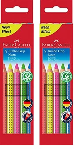Faber-Castell 110994 "Jumbo Grip Neon Crayons (Pack of 2)