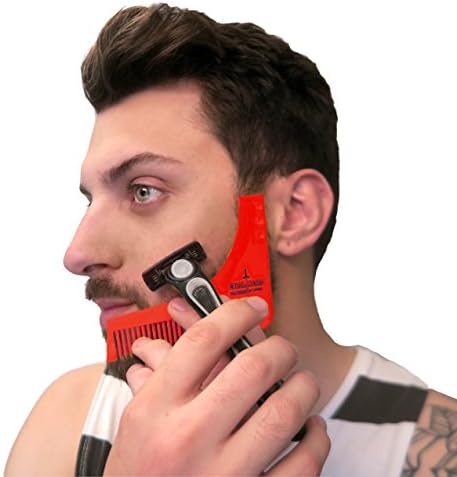 ExcaliBEARD Beard Comb Shaping Template Tool, Men's Shaving Tool - Essential For Barbers And Home Groomers (Red)