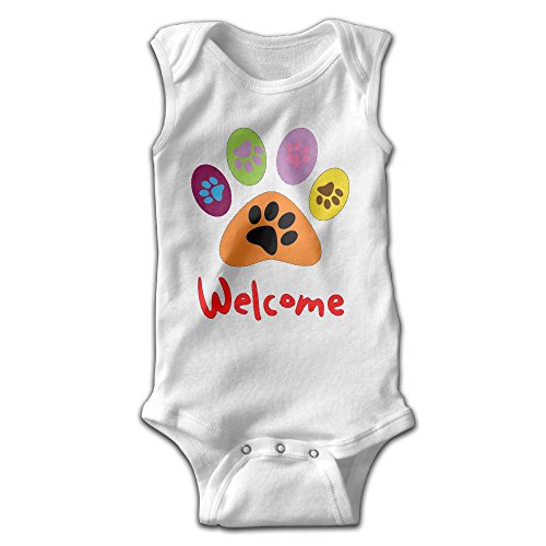 Baby Unisex Welcome Paws Sleeveless Bodysuits 100% Cotton Sleepwear for Boys and Girls 6 M