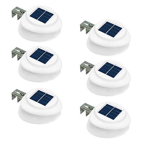 LED Solar Fence Gutter Lights 9 LED Outdoor Light for Patio, Deck, Yard, Garden Patio roof with Light and Dark Auto On/Off 6 Packs