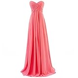 Ouman Sweetheart Bridesmaid Chiffon Prom Dress Long Evening Gown Coral 3XL