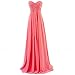 Ouman Sweetheart Bridesmaid Chiffon Prom Dress Long Evening Gown Coral 3XL
