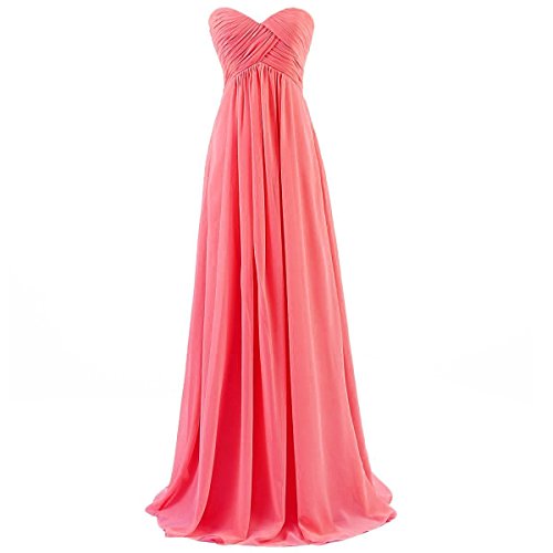 Ouman Sweetheart Bridesmaid Chiffon Prom Dress Long Evening Gown Coral 3XL