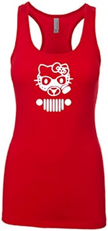 Hello Kitty Jeep Tank Top | Jeep Fan Girl Racerback Tanktop | Womens Red Medium