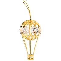 Hot Air Balloon 24k Gold-Plated Ornament with Clear Spectra Crystals by Swarovski