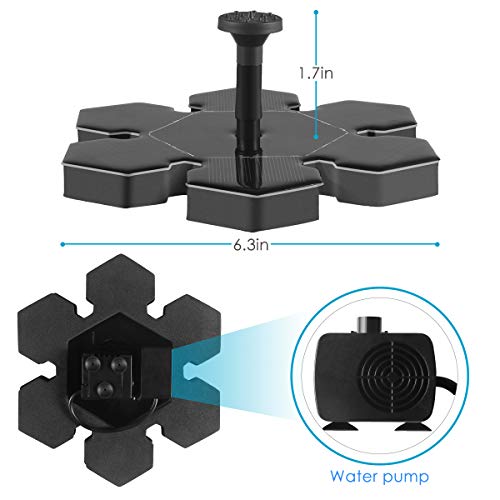 instecho Solar Fountain Pump, 1.4W Powered Floating Fountain Pump for Garden, Pond, Pool, and Patio Free Standing Solar Fountain Water Pumps - Thumbnail 2