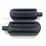 HTT Black Skull Footpegs Footrest For 1984-2016 Harley Davidson models with male mount-style foot peg support (Wide Glide/Fat Boy/Switchback)