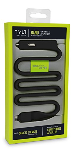 Tylt MIC-BANDBK-T BAND Micro USB Car Charger with Built-In USB port 2.1A - Retail Packaging - Black