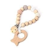 Wivily Baby Wooden Pacifier Clip Holder Nature Wooden Teething Chewable Infant Toy (Wooden)