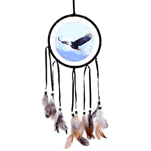 SOLEDI Dream Catcher Black 50cm^15.5cm Eagle Pattern Handmade Traditional Circular Net Home Decor Wall Car Hanging Ornament Gift