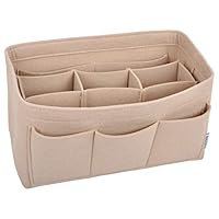 Vercord Felt Purse Organizer Handbag Insert Liner Shaper Bag in Bags with Attachable Compartment Many Pockets Beige Large