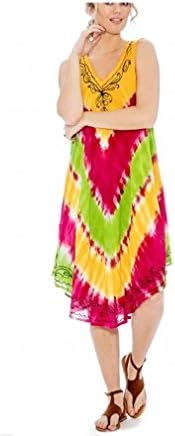 True Rock Womens Summer Tye Dye Casual Pretty Beach Sundress (21083_Green)